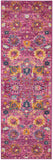 6' Fuchsia And Orange Floral Distressed Runner Rug