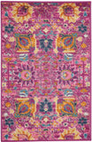 2' X 3' Fuchsia And Orange Floral Distressed Area Rug