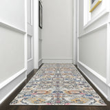 10' Ivory And Blue Floral Runner Rug