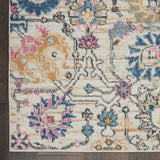 10' Ivory And Blue Floral Runner Rug