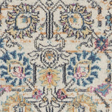 8' Ivory And Blue Floral Runner Rug