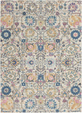 5' X 7' Ivory And Blue Floral Area Rug