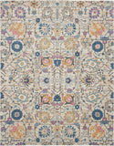 7' X 10' Ivory And Blue Floral Area Rug