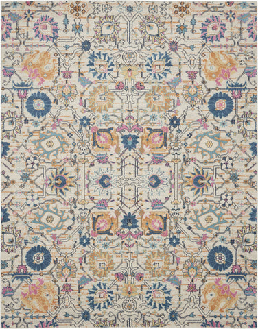 7' X 10' Ivory And Blue Floral Area Rug