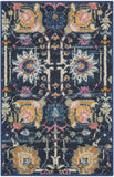 2' X 3' Navy Blue Yellow And Pink Floral Area Rug