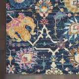 2' X 3' Navy Blue Yellow And Pink Floral Area Rug