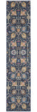 10' Navy Blue Yellow And Pink Floral Runner Rug