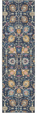 8' Navy Blue Yellow And Pink Floral Runner Rug