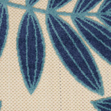 7' X 10' Blue And Ivory Floral Indoor Outdoor Area Rug