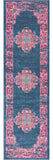 10' Blue And Pink Medallion Distressed Runner Rug