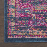 2' X 3' Blue And Pink Medallion Distressed Area Rug