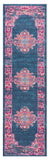 8' Blue And Pink Medallion Distressed Runner Rug