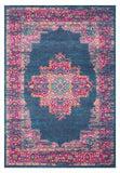 7' X 10' Blue And Pink Medallion Distressed Area Rug