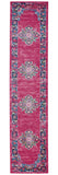 10' Fuchsia And Blue Oriental Distressed Runner Rug