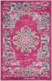 2' X 3' Fuchsia And Blue Oriental Distressed Area Rug