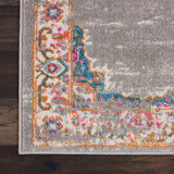 10' Gray And Gold Medallion Distressed Runner Rug
