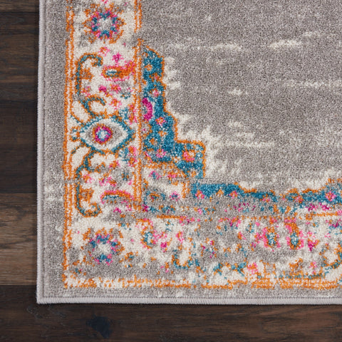 2' X 3' Gray And Gold Medallion Distressed Area Rug