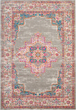7' X 10' Gray And Gold Medallion Distressed Area Rug