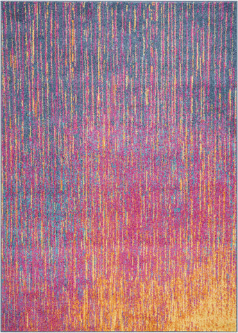 5' X 7' Blue And Orange Abstract Area Rug