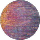 5' Blue And Orange Abstract Round Rug