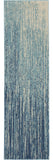 8' Blue And Ivory Abstract Runner Rug