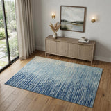 4' X 6' Blue And Ivory Abstract Area Rug