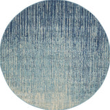 5' Blue And Ivory Abstract Round Rug