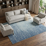7' X 10' Blue And Ivory Abstract Area Rug