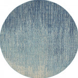 8' Blue And Ivory Abstract Round Rug