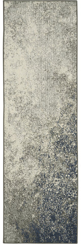 6' Gray And Ivory Abstract Runner Rug