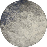 4' Gray And Ivory Abstract Round Rug
