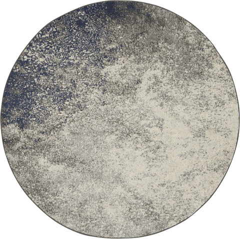 5' Gray And Ivory Abstract Round Rug