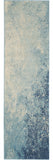 8' Blue And Ivory Abstract Runner Rug