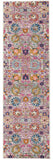 8' Silver Gray And Pink Floral Distressed Runner Rug