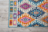 8' Ivory And Blue Ogee Distressed Runner Rug