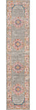 6' Gray And Gold Medallion Distressed Runner Rug