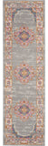 8' Gray And Gold Medallion Distressed Runner Rug