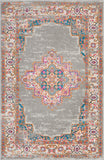 4' X 6' Gray And Gold Medallion Distressed Area Rug