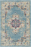 2' X 3' Blue And Ivory Southwestern Distressed Area Rug