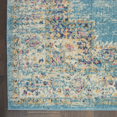 2' X 3' Blue And Ivory Southwestern Distressed Area Rug