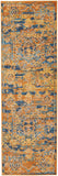 6' Teal And Gold Medallion Distressed Runner Rug