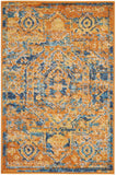 2' X 3' Teal And Gold Medallion Distressed Area Rug