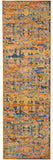 8' Teal And Gold Medallion Distressed Runner Rug
