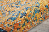 8' Teal And Gold Medallion Distressed Runner Rug