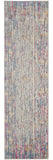 10' Ivory And Blue Abstract Runner Rug