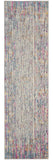 8' Ivory And Blue Abstract Runner Rug
