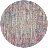 4' Ivory And Blue Abstract Round Rug