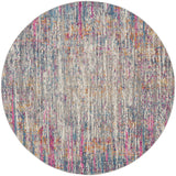 5' Ivory And Blue Abstract Round Rug