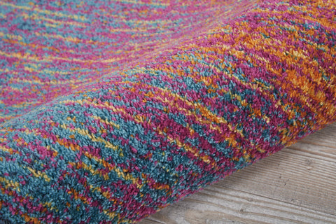 6' Blue And Orange Abstract Runner Rug