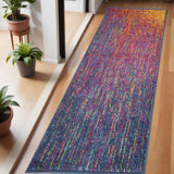 6' Blue And Orange Abstract Runner Rug